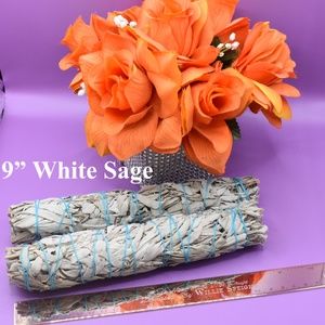Lot of 2 Handmade Sustainable White Sage 9-Inch Sticks Smoke Cleansing